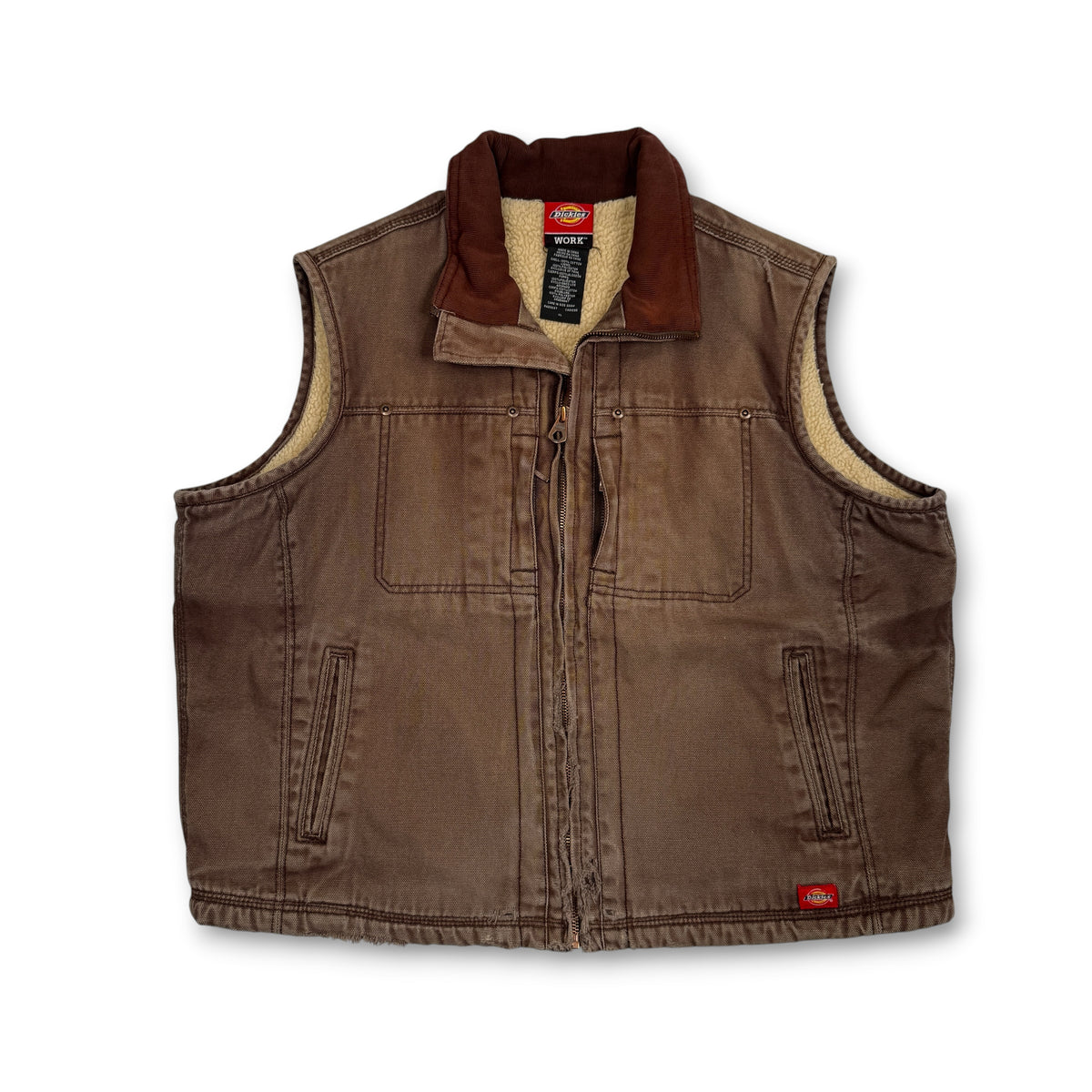 Dickies Distressed Sherpa Lined Vest S Brown