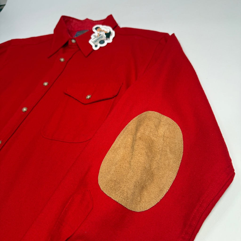 VTG Pendleton Elbow Pads L/S Wool Button Up XL