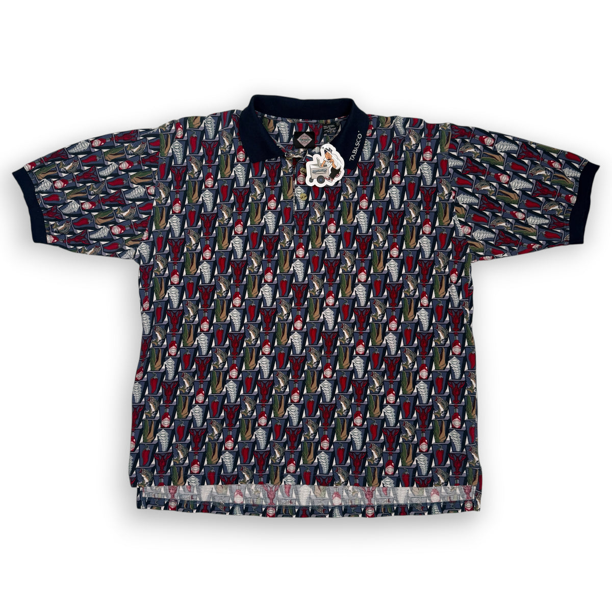 VTG Tabasco Louisiana AOP Polo Shirt XL