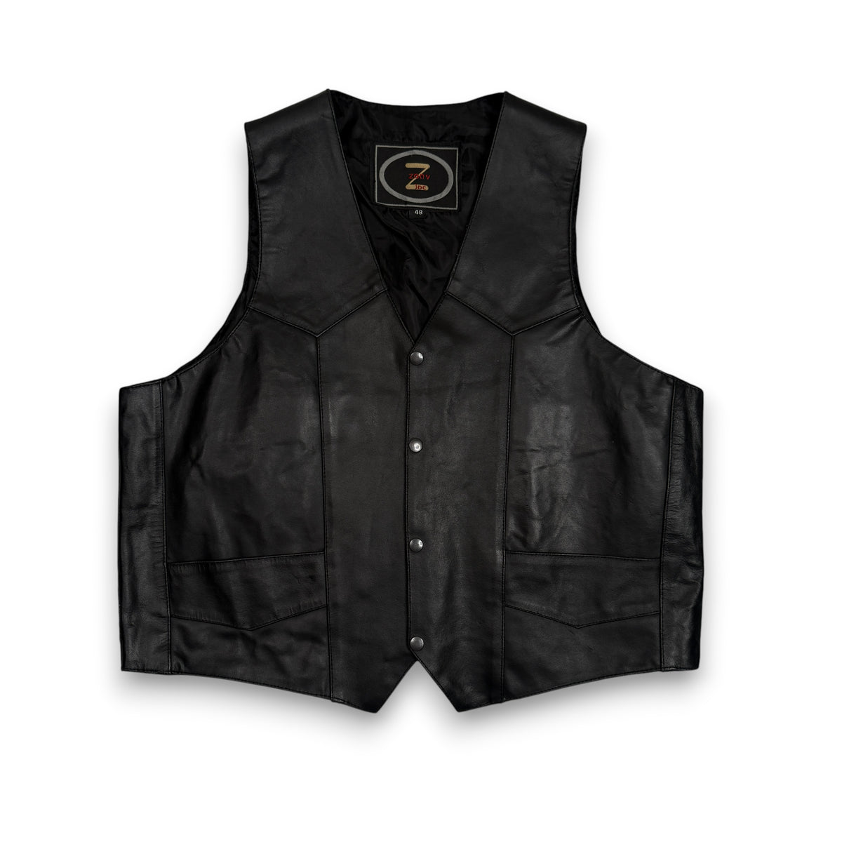 VTG Branded Garments Camel Leather Vest L Black