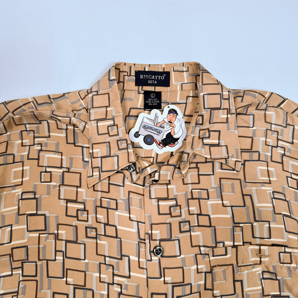 VTG Riscatto Geometric Silk Button Up L