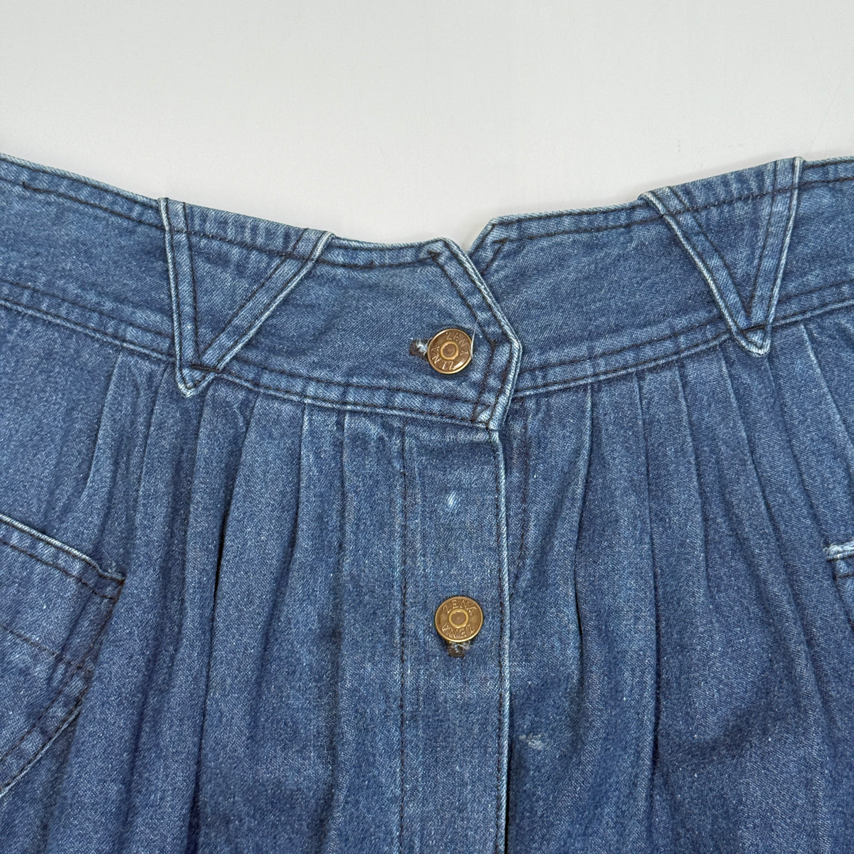 VTG Zena Pleated Denim Maxi Skirt 25" S