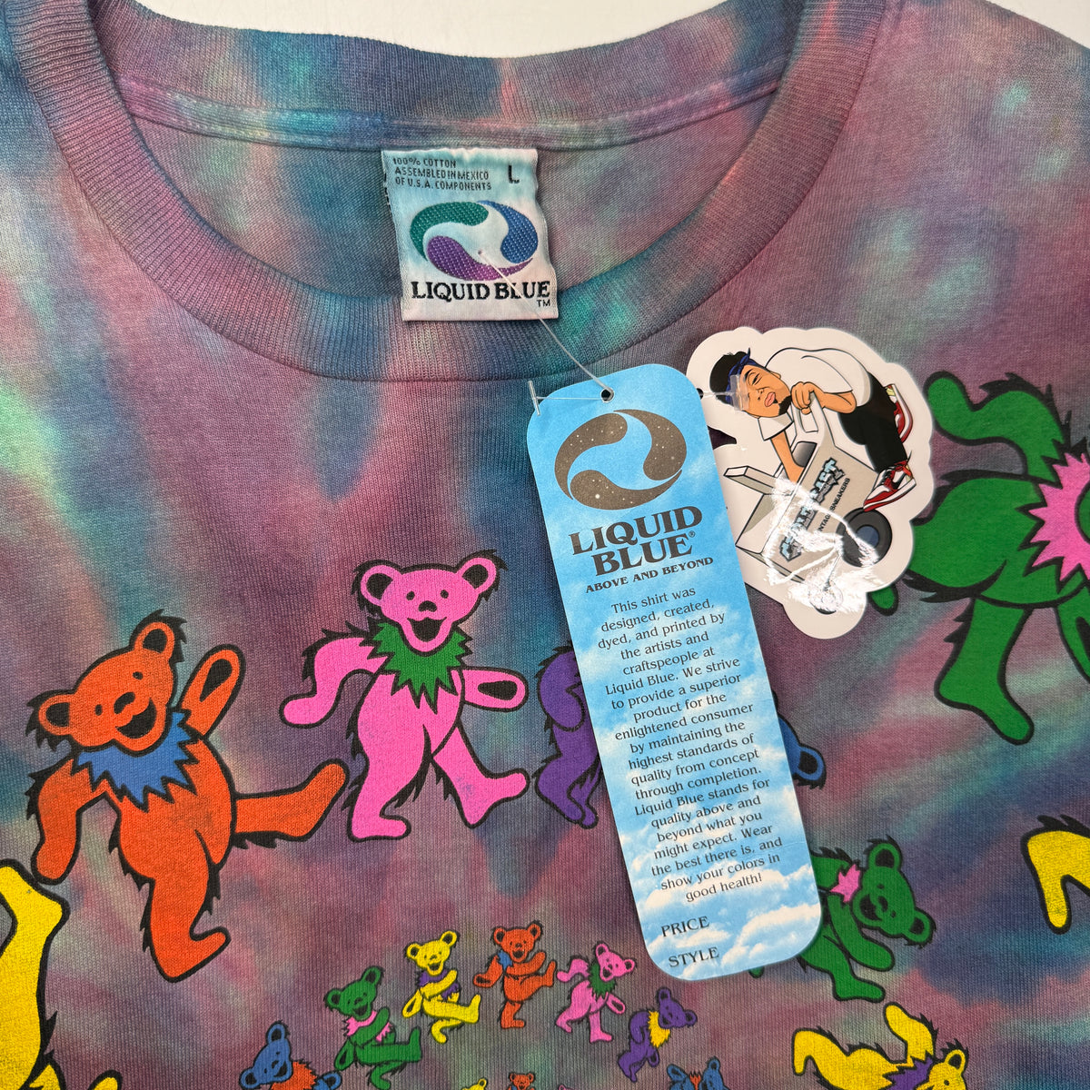 NWT VTG 1998 Grateful Dead Dancing Bears Tie Dye T Shirt L