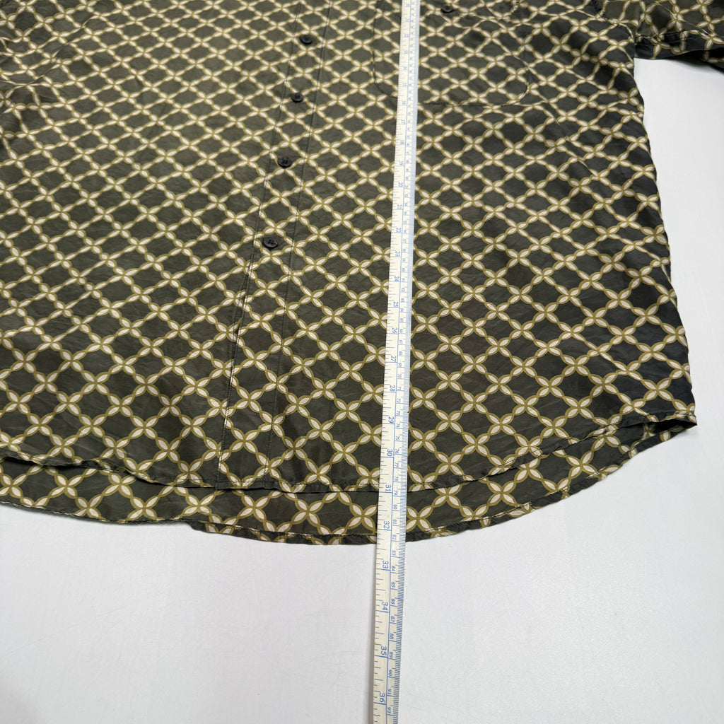 VTG Silk Uomo Floral Silk Button Up XL