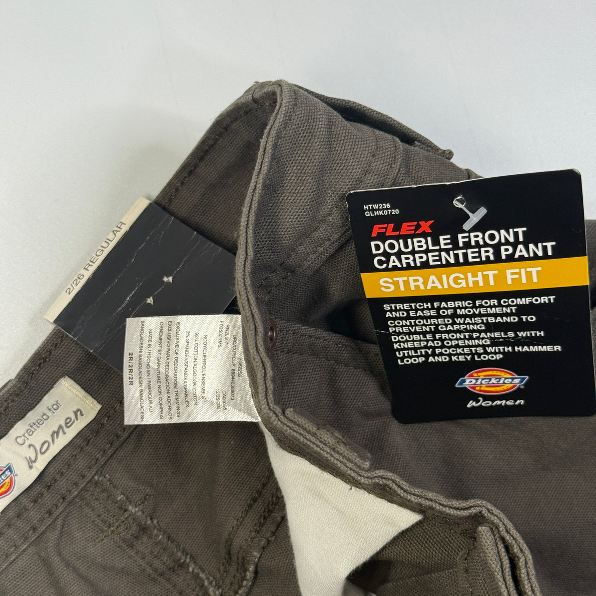 NWT Dickies Double Front Carpenter Straight Fit Pants 28" S Olive