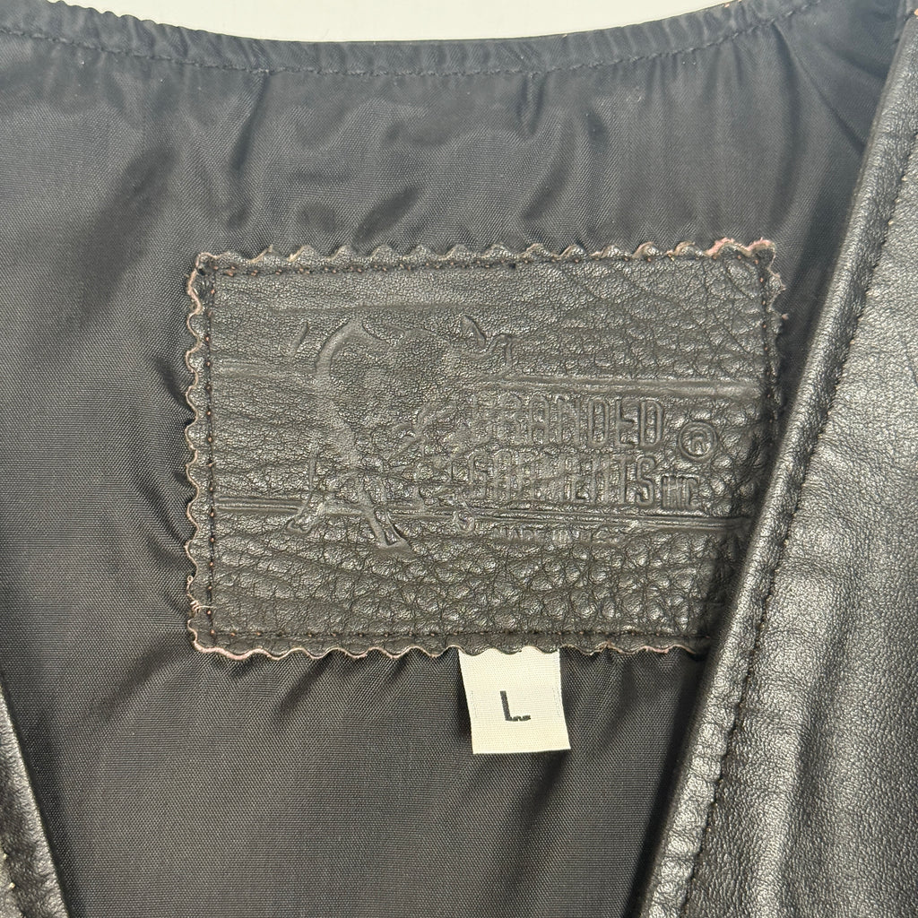 VTG Branded Garments Camel Leather Vest L Black