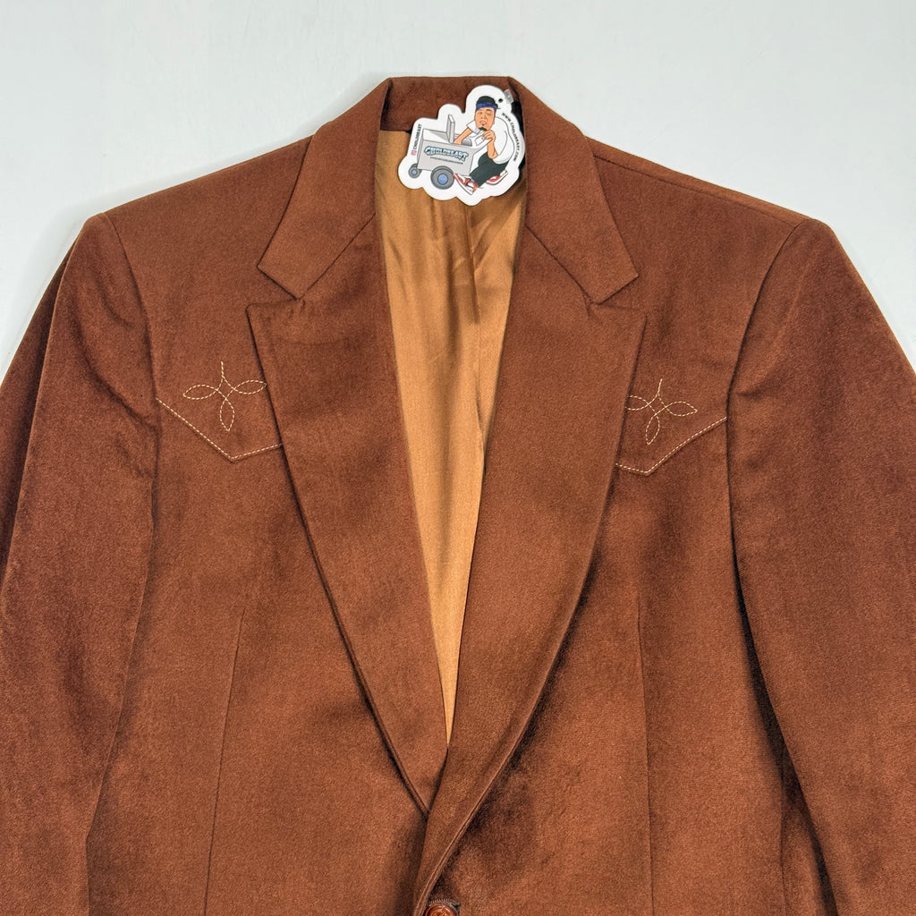 VTG Stetson Western Blazer Embroidered Cowboy L Brown