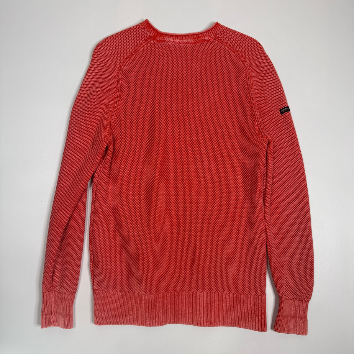 Super Dry Overdyed Knit Pullover Sweatshirt XL Red