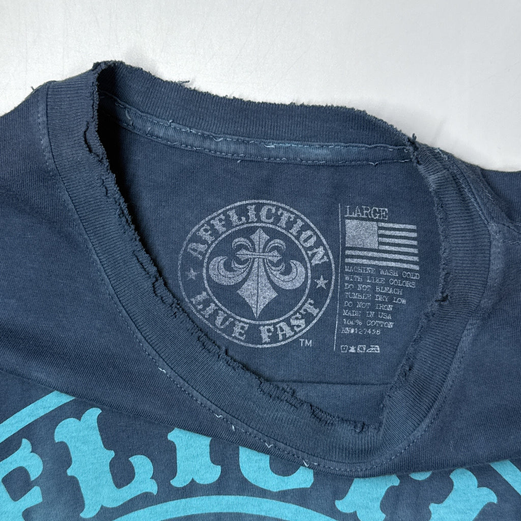 Affliction Live Fast Distressed Tie Dye T Shirt L