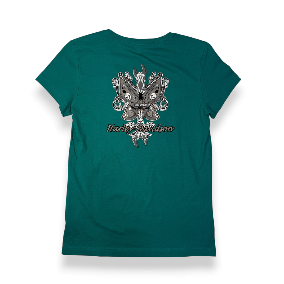 NWT Y2k Harley Davidson Roses V Neck T Shirt S Jade