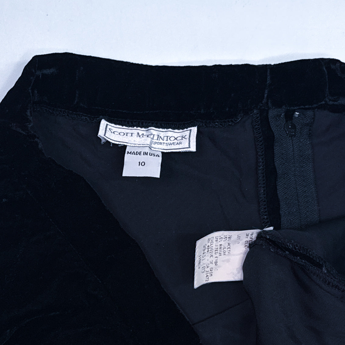 VTG Black Velour Midi Pencil Skirt S/M 30"