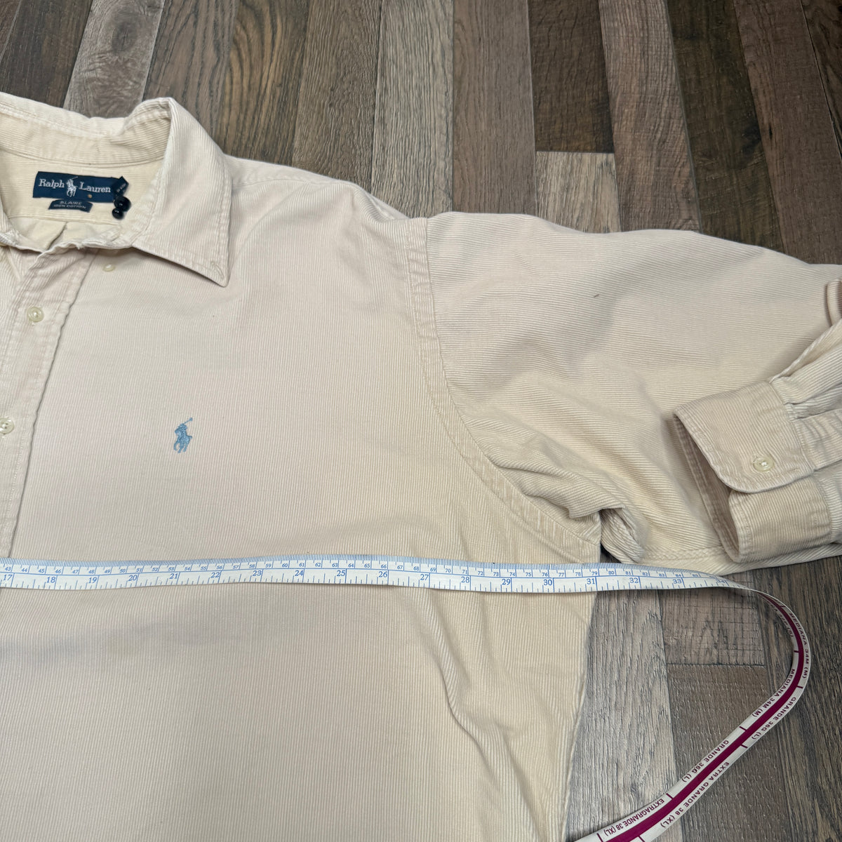 VTG Ralph Lauren Cream Corduroy L/S Button Up 2XL