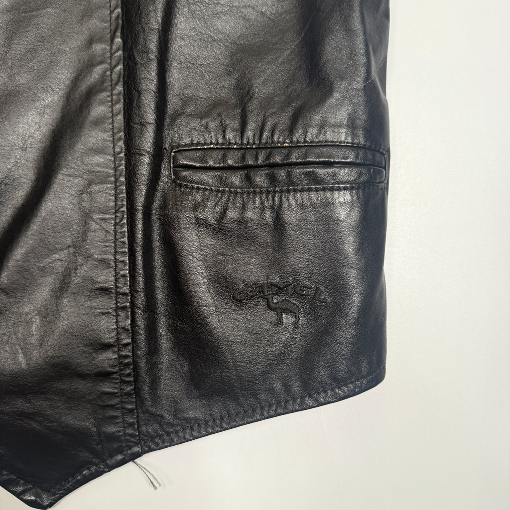 VTG Branded Garments Camel Leather Vest L Black