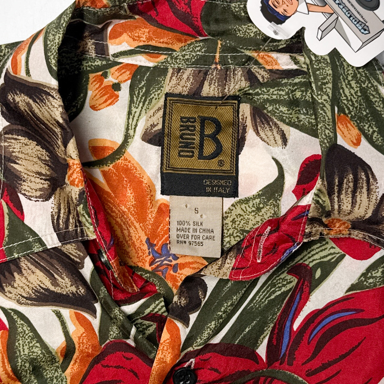 VTG Bruno Floral Silk Button Up M