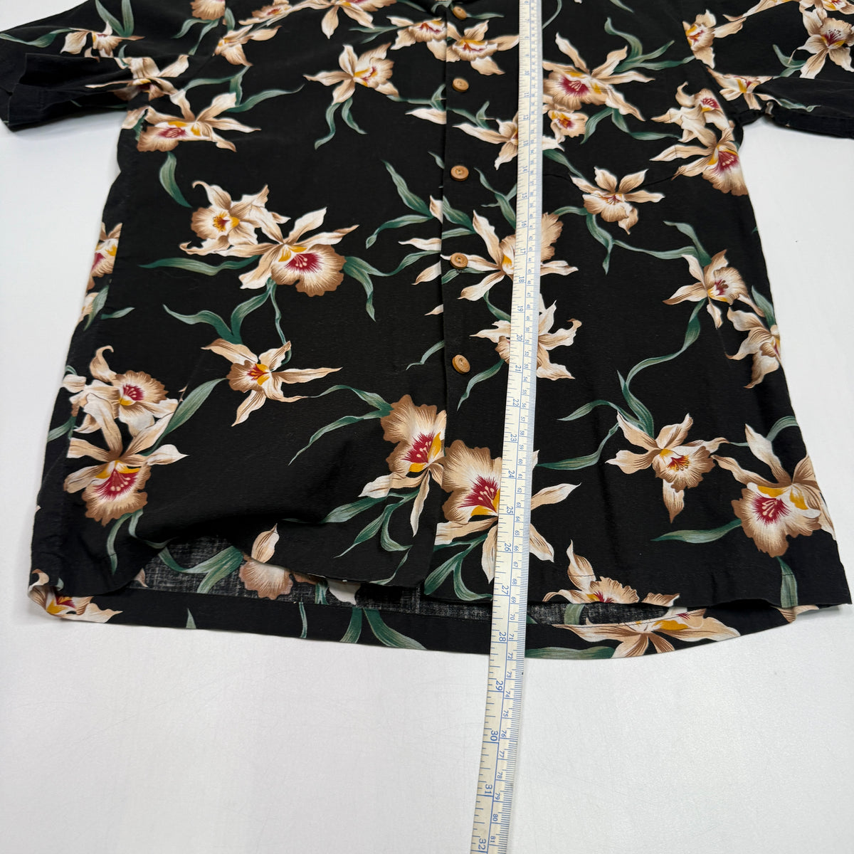 VTG Paradise Found Cattleya Orchid Hawaiian Button Up M