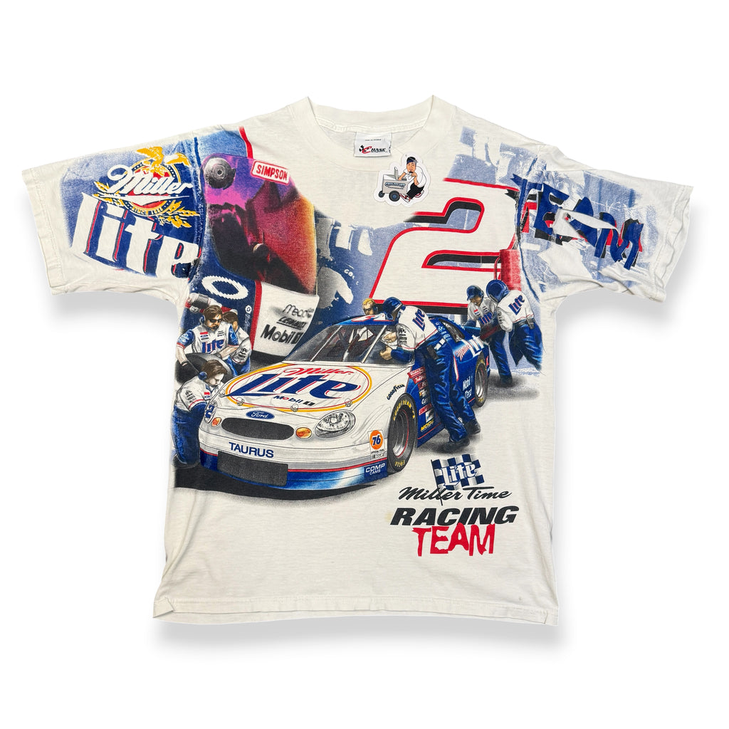 VTG 1999 AOP Rusty Wallace Miller Lite Racing Team T Shirt M (FLAWED)