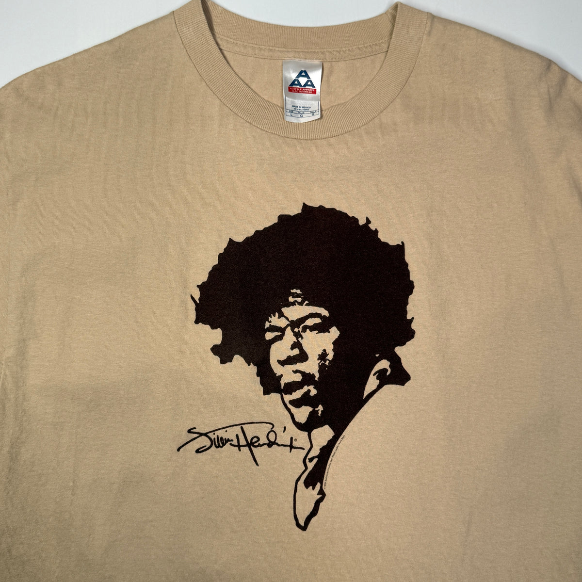 Y2K 2001 Jimmy Hendrix Felt T Shirt L Tan