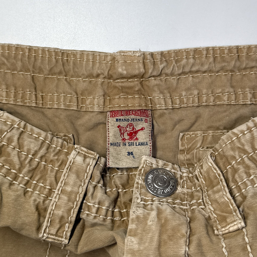 Y2K True Religion Expedition Big T Cargo Brown Shorts 34
