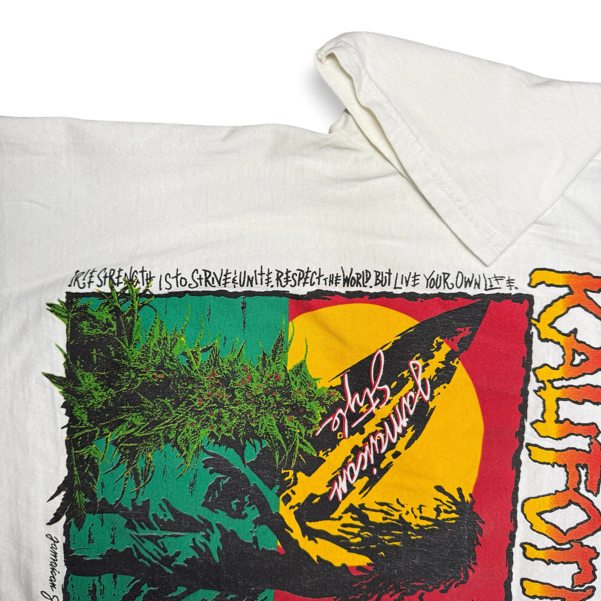VTG 1991 Kalifornia Jamaican Style T Shirt S/M White