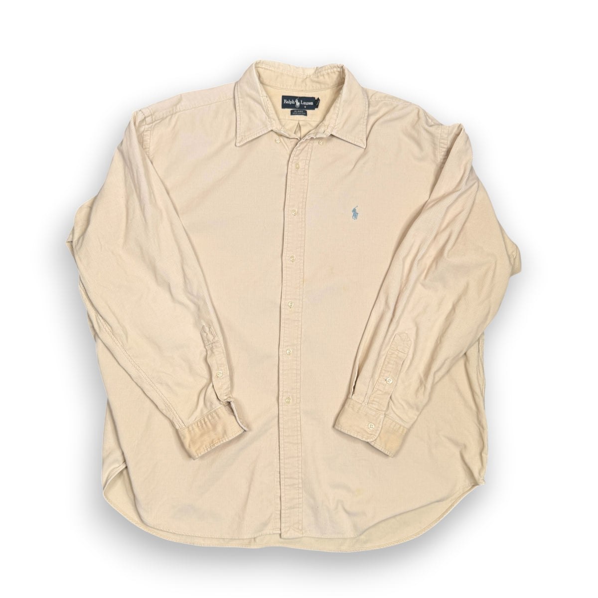 VTG Ralph Lauren Cream Corduroy L/S Button Up 2XL