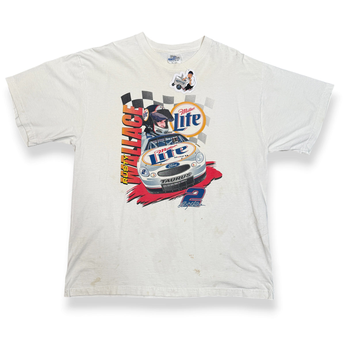 Rusty Wallace Miller Lite Nascar T Shirt XL white