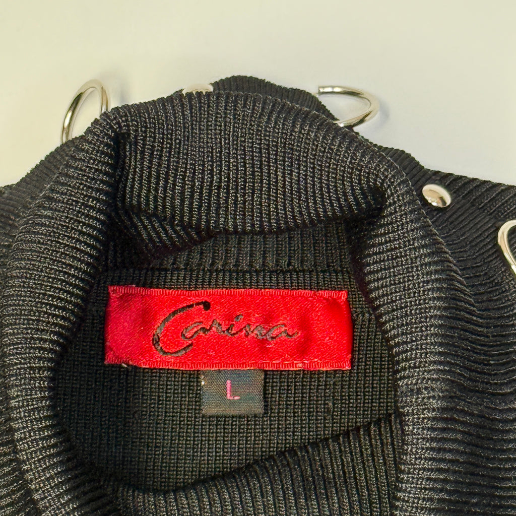 Y2K Carina Grunge Studded L/S Top L Black