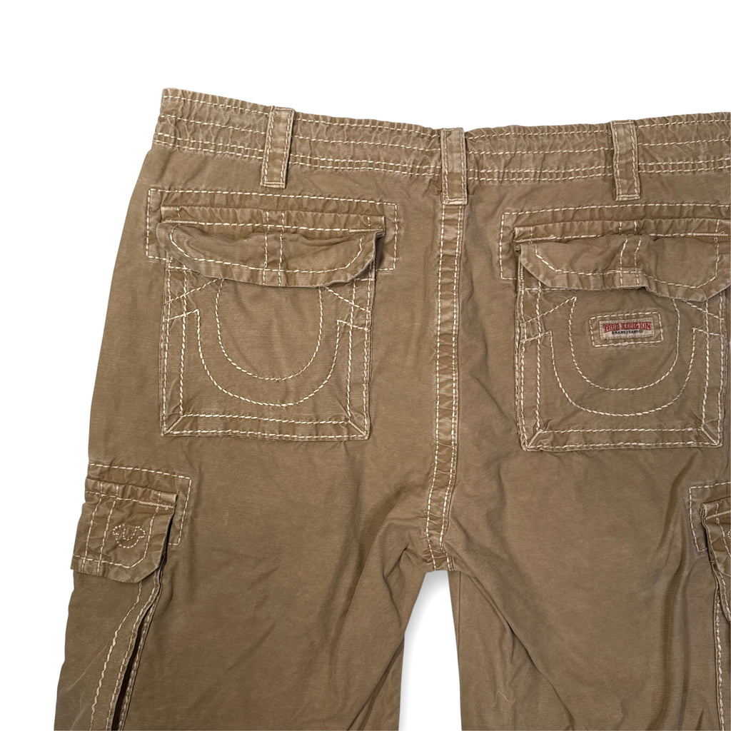 Y2K True Religion Expedition Big T Cargo Brown Shorts 34