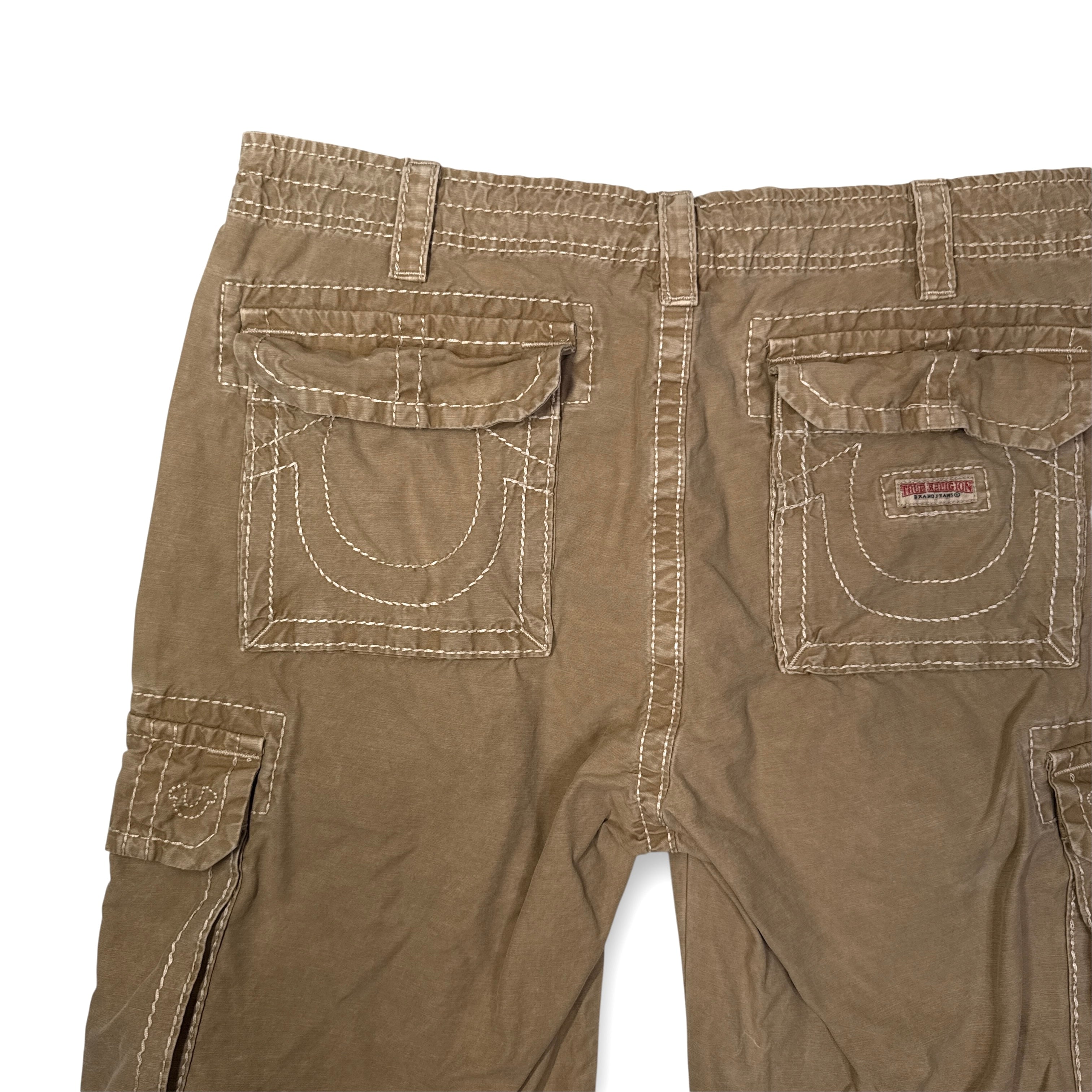 Y2K True Religion Expedition Big T Cargo Brown Shorts 34