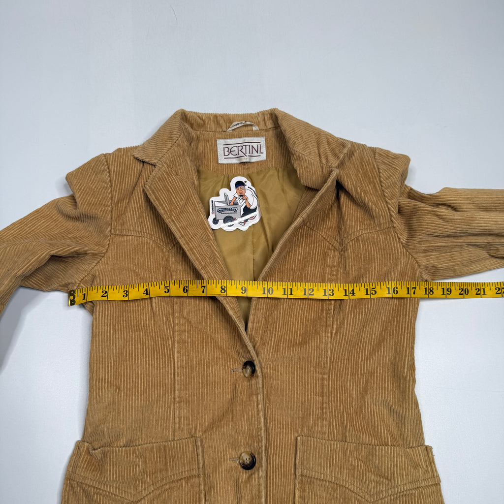 Y2K Bertini Blazer Fitted Corduroy Patch Pocket S Camel