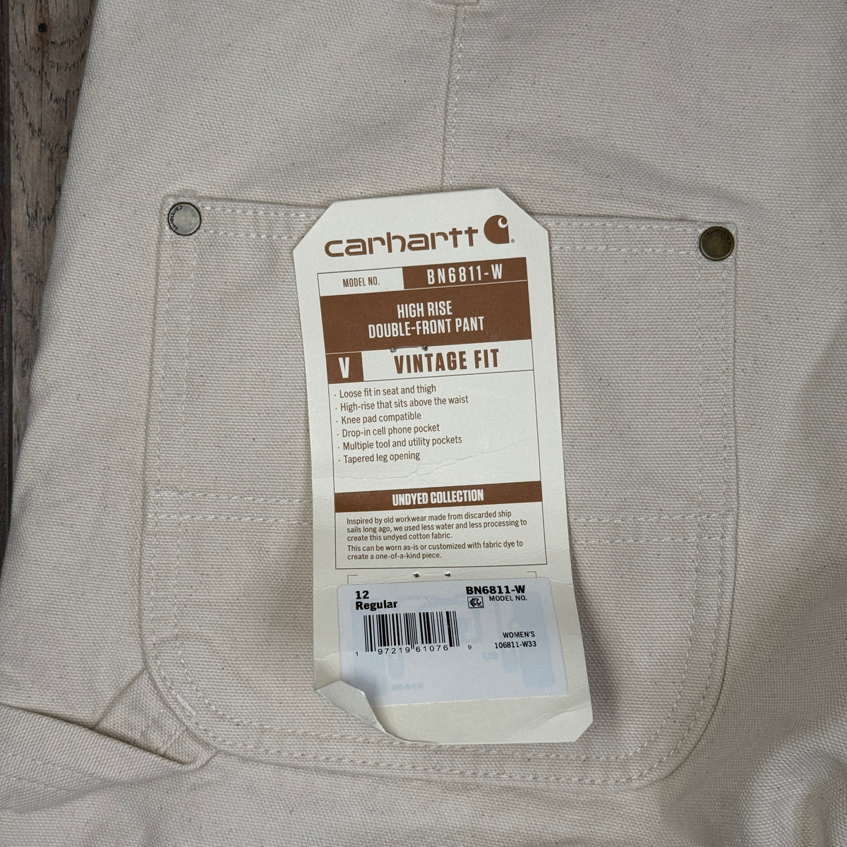 NWT Carhartt Vintage High Rise Double Front Canvas Pants 33"