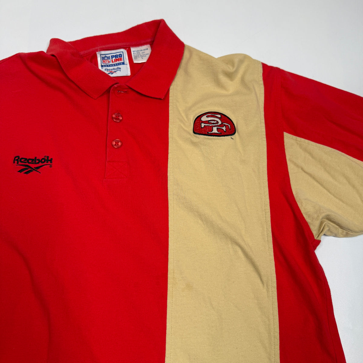 VTG Reebok Proline 49ers Colorblock Polo Shirt L