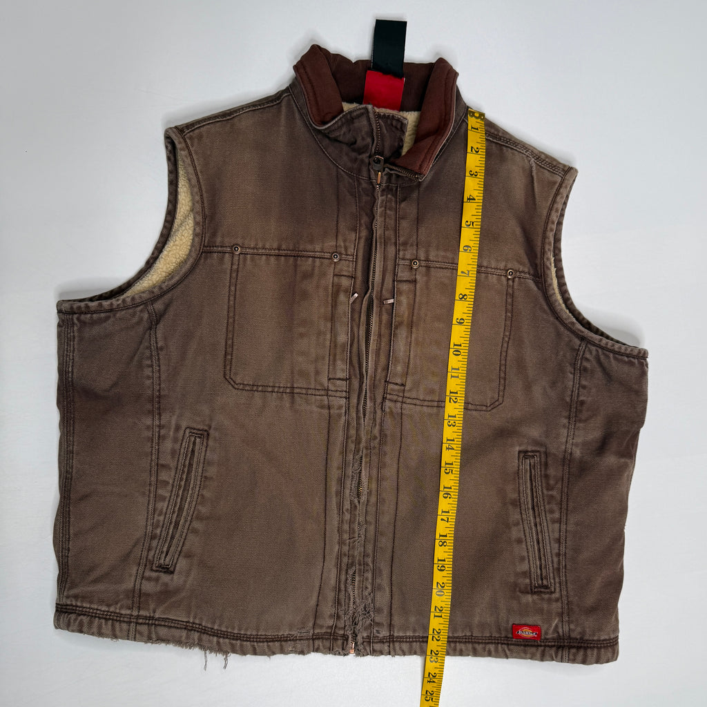 Dickies Distressed Sherpa Lined Vest S Brown