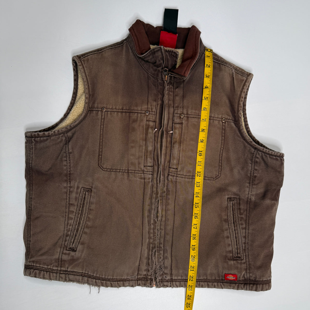 Dickies Distressed Sherpa Lined Vest S Brown