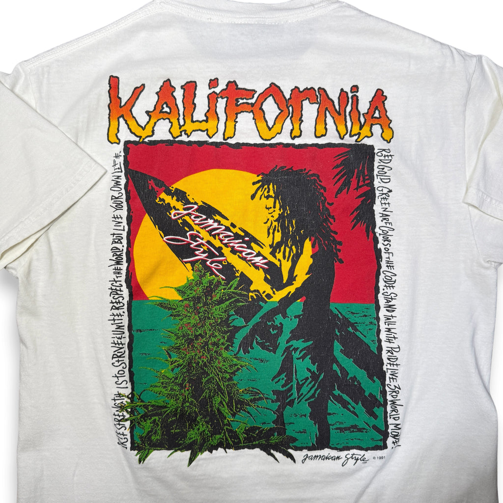 VTG 1991 Kalifornia Jamaican Style T Shirt S/M White