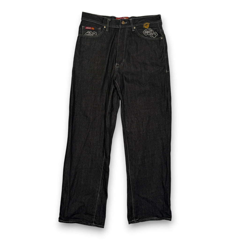 Ecko Unltd Dragon Baggy Fit Embroidered Denim Jeans Black