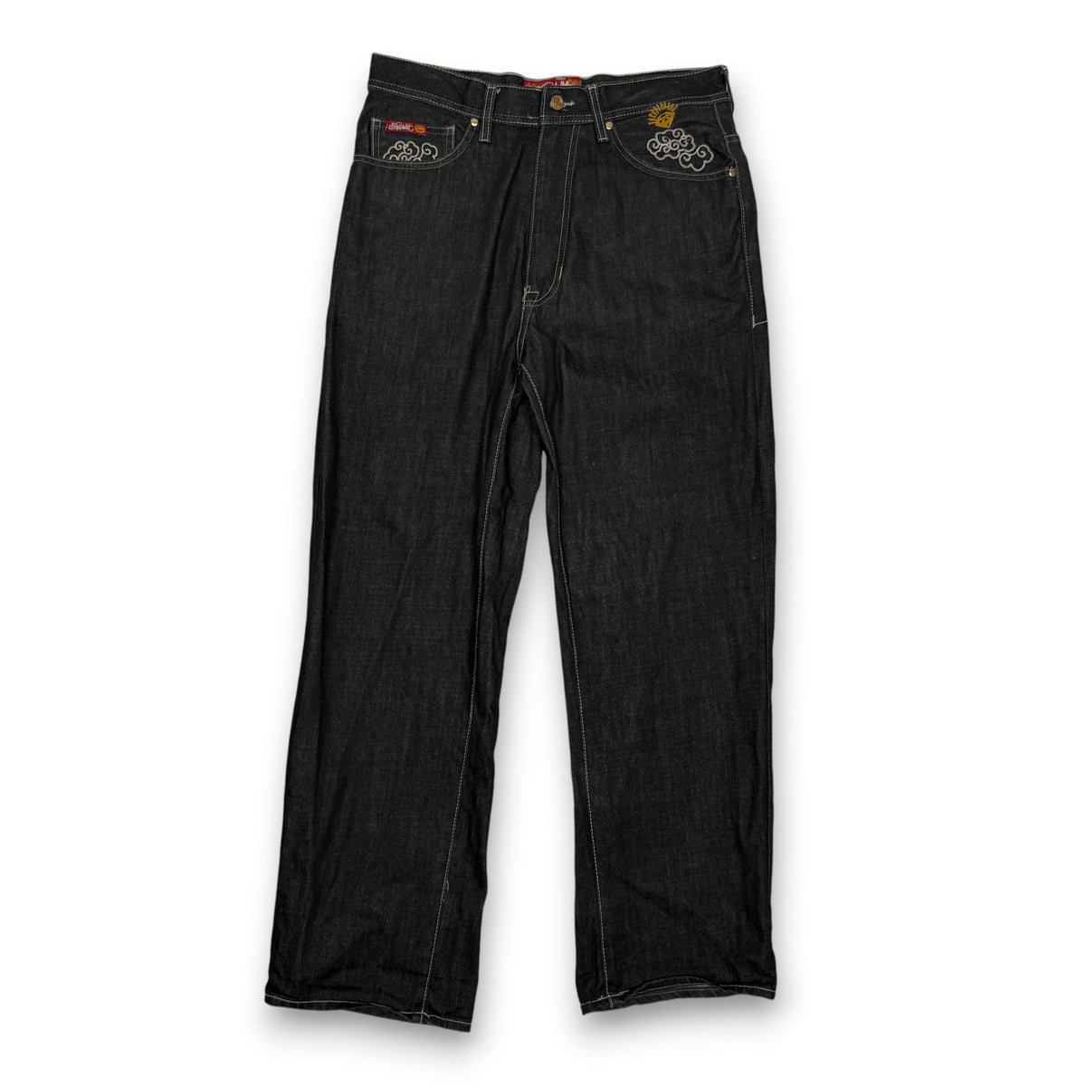 Ecko Unltd Dragon Baggy Fit Embroidered Denim Jeans Black