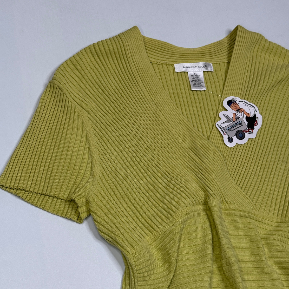 Y2K Worthington Ribbed Short Sleeve Viscose Top XL/L