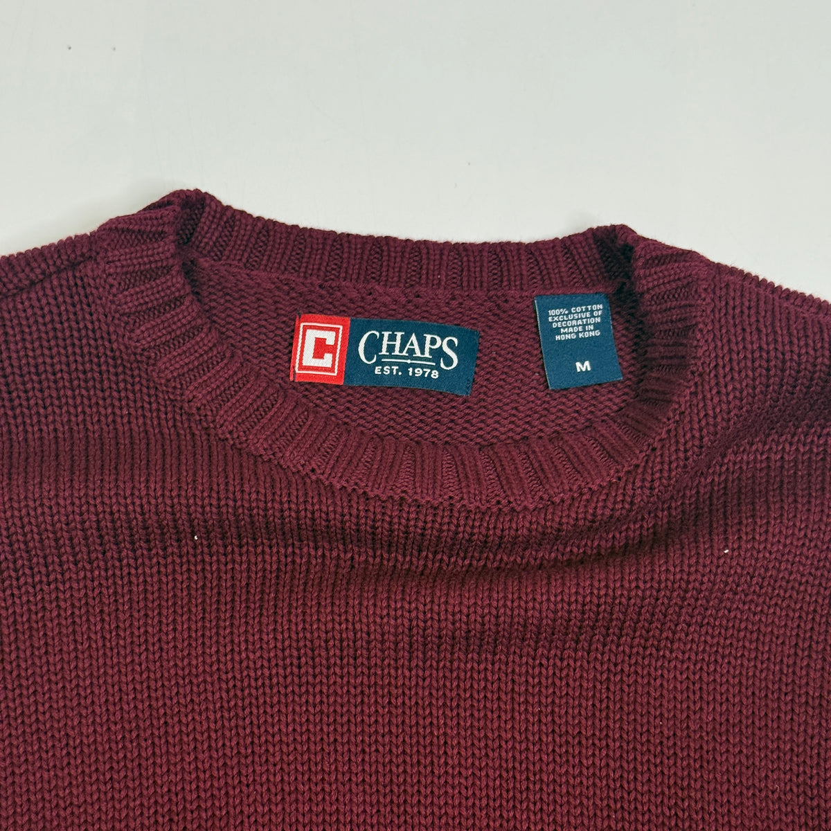 VTG Chaps Knitted Sweatshirt M Burgundy