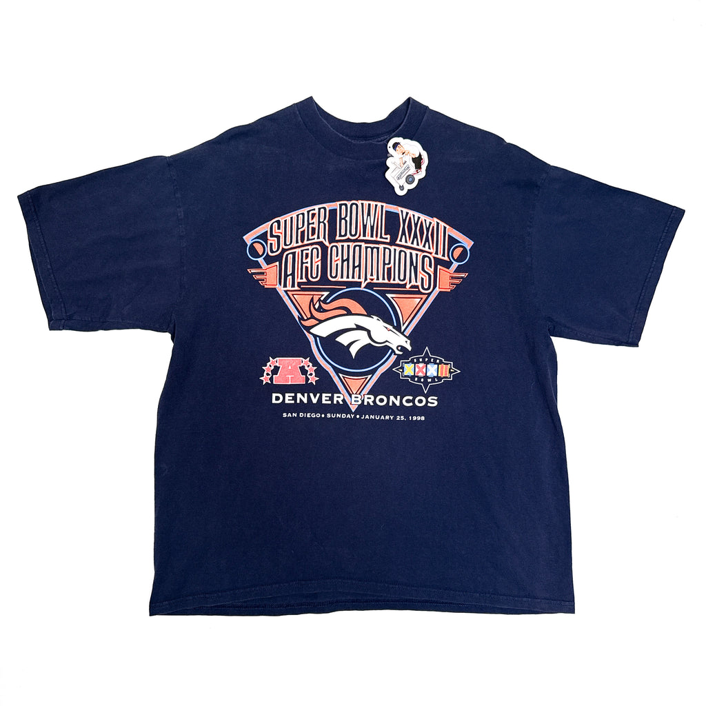 VTG Logo 7 1998 Super Bowl AFC Broncos T Shirt XL/2XL Navy