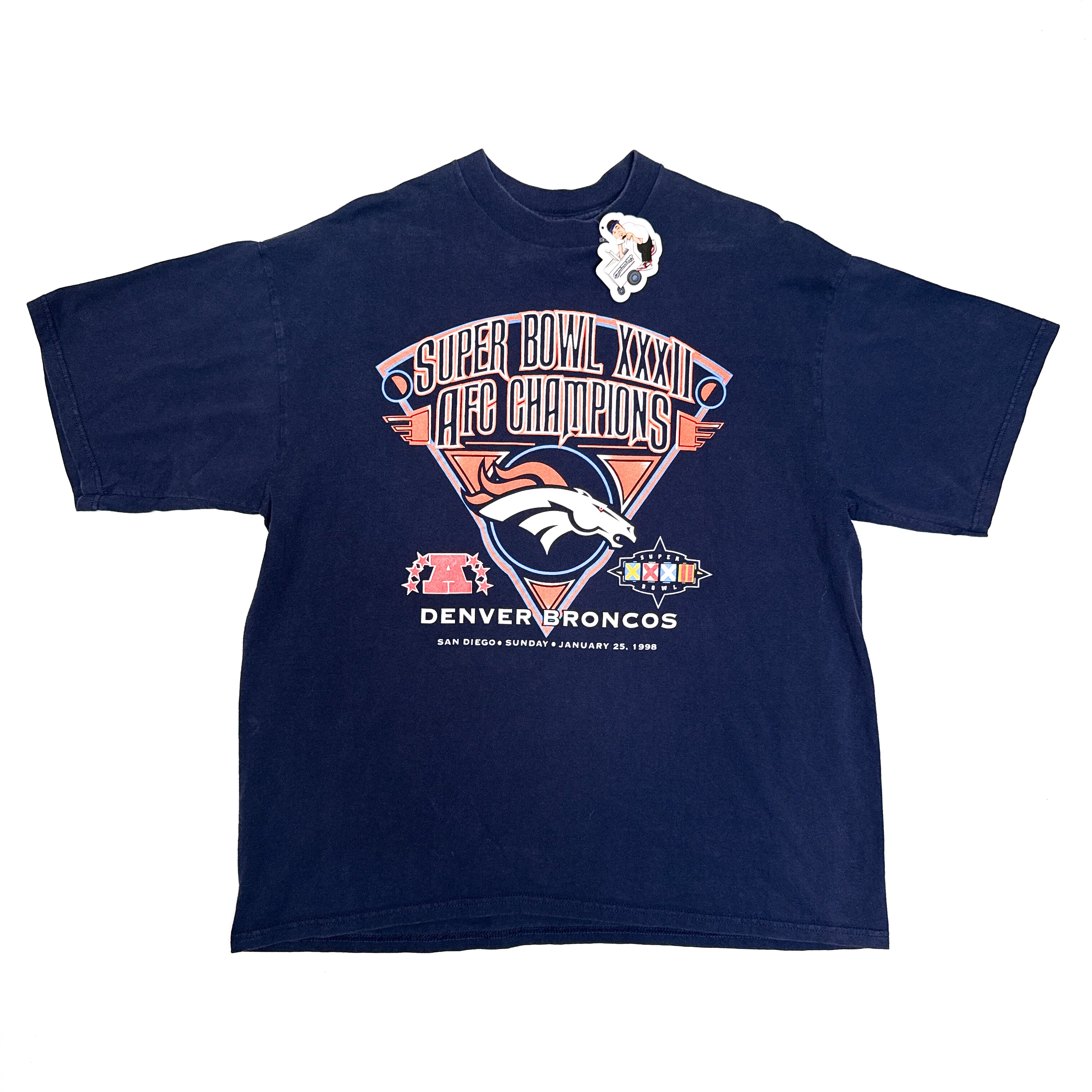 VTG Logo 7 1998 Super Bowl AFC Broncos T Shirt XL/2XL Navy