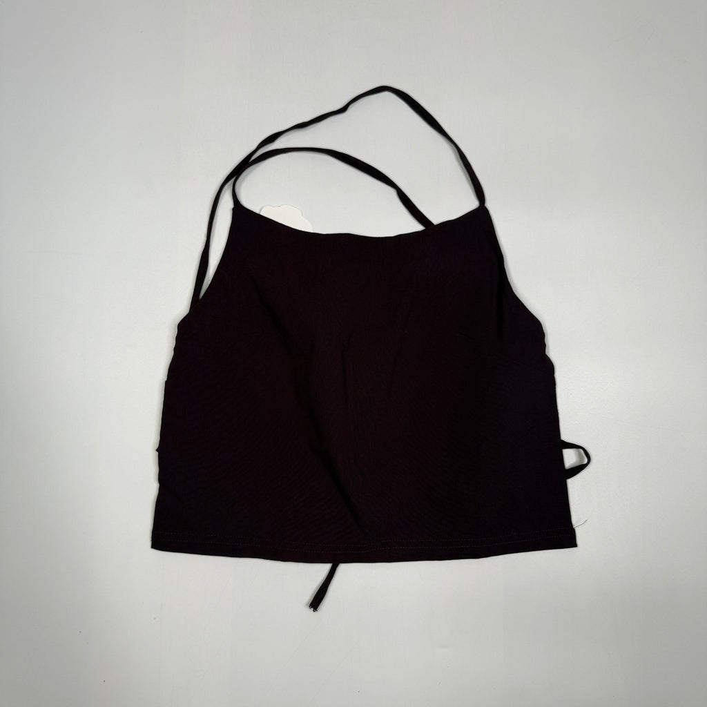 NWT Y2K Strappy Halter Top Open Back Side Tie S Burgundy