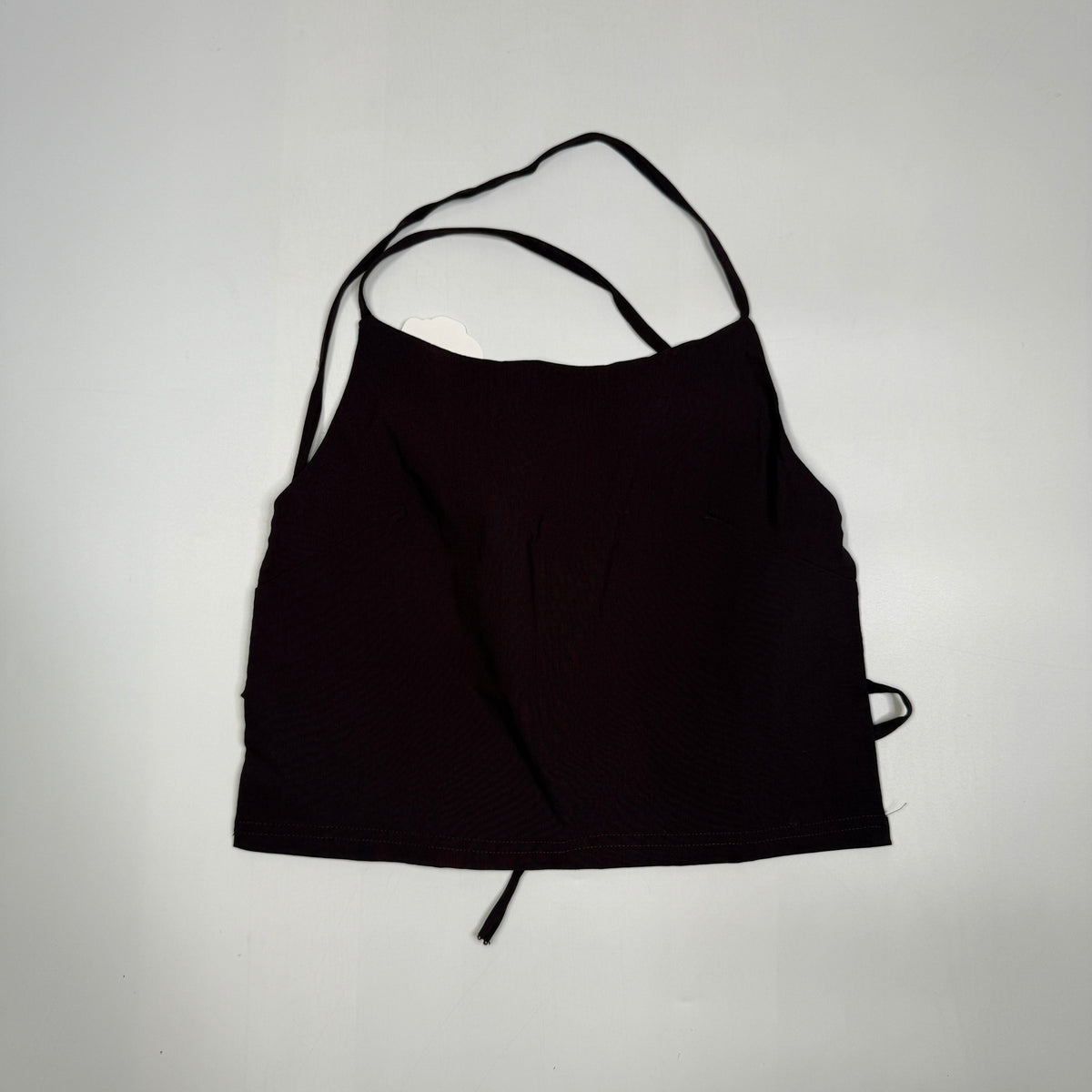 NWT Y2K Strappy Halter Top Open Back Side Tie S Burgundy