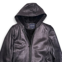 Load image into Gallery viewer, Nautica Genuine Leather Black Hooded Jacket M