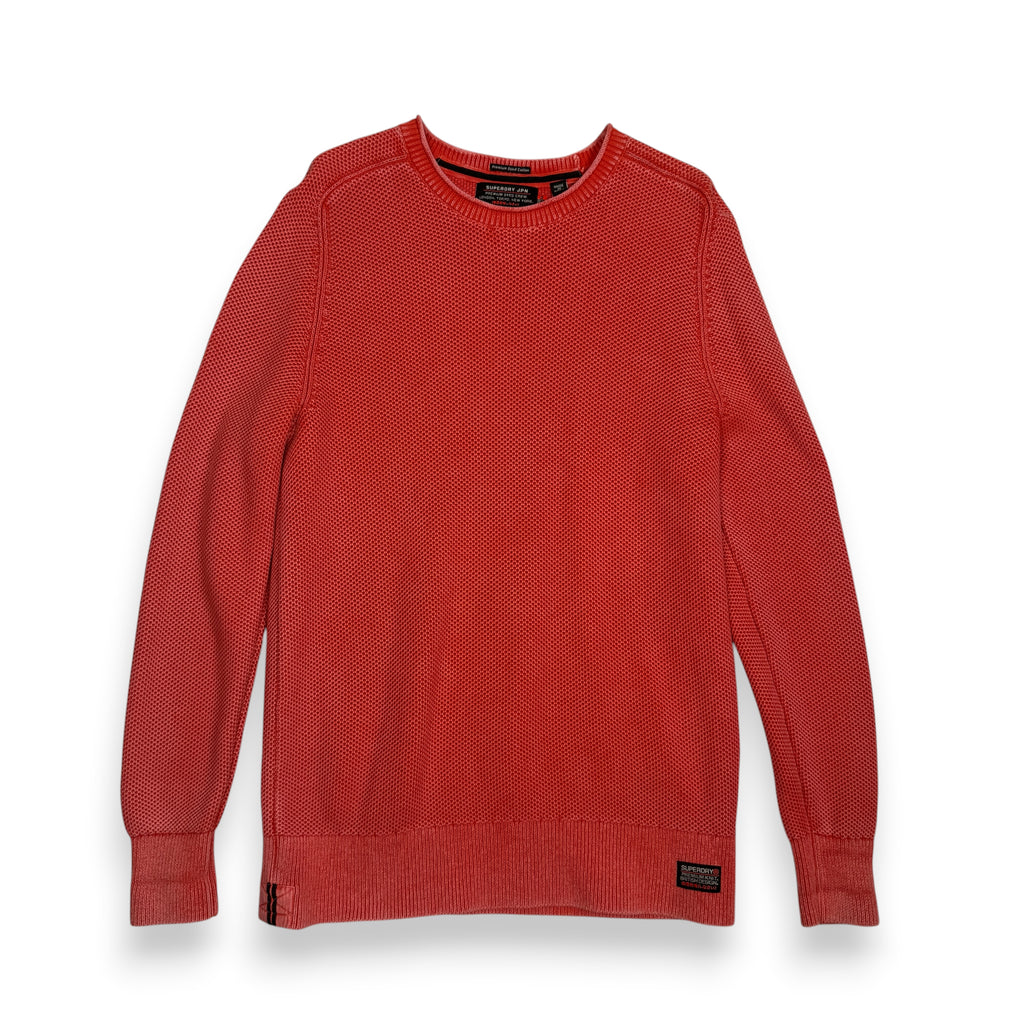 Super Dry Overdyed Knit Pullover Sweatshirt XL Red