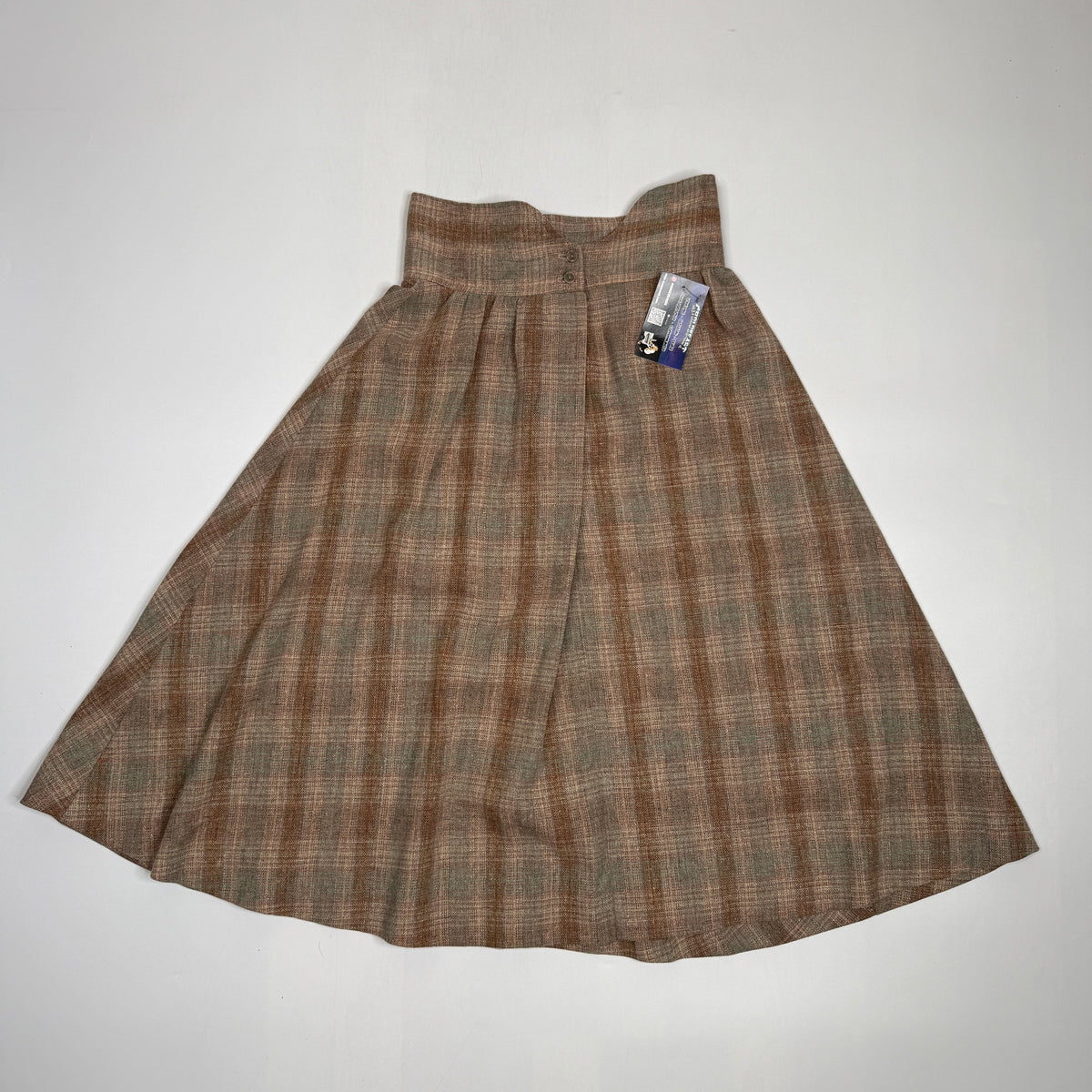 VTG Clyde Plaid Pleated Maxi Boho Skirt High Waisted 26" S/XS