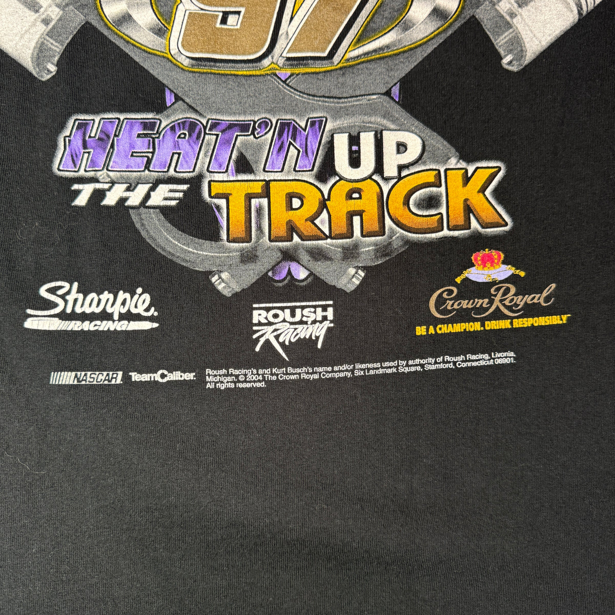 Y2K Kurt Busch Rookie Heat N Up Nascar T Shirt M Black
