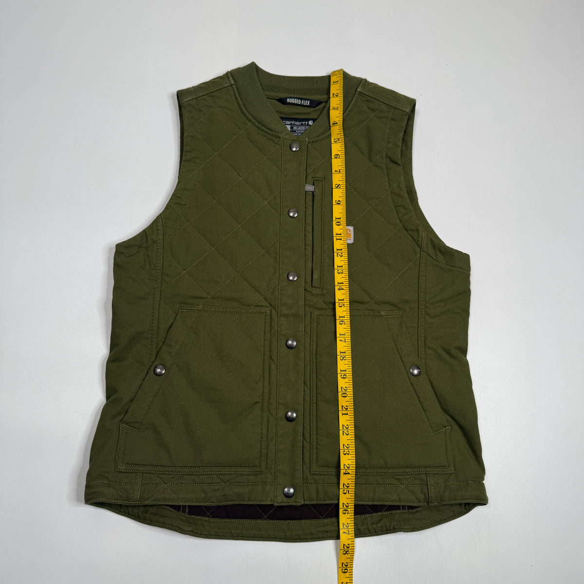 Carhartt Rugged Flex Relaxed Fit Canvas Insulated Rib Collar Vest M Basil