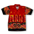 Y2K TD Asian Inspired Waves Button Up L Red