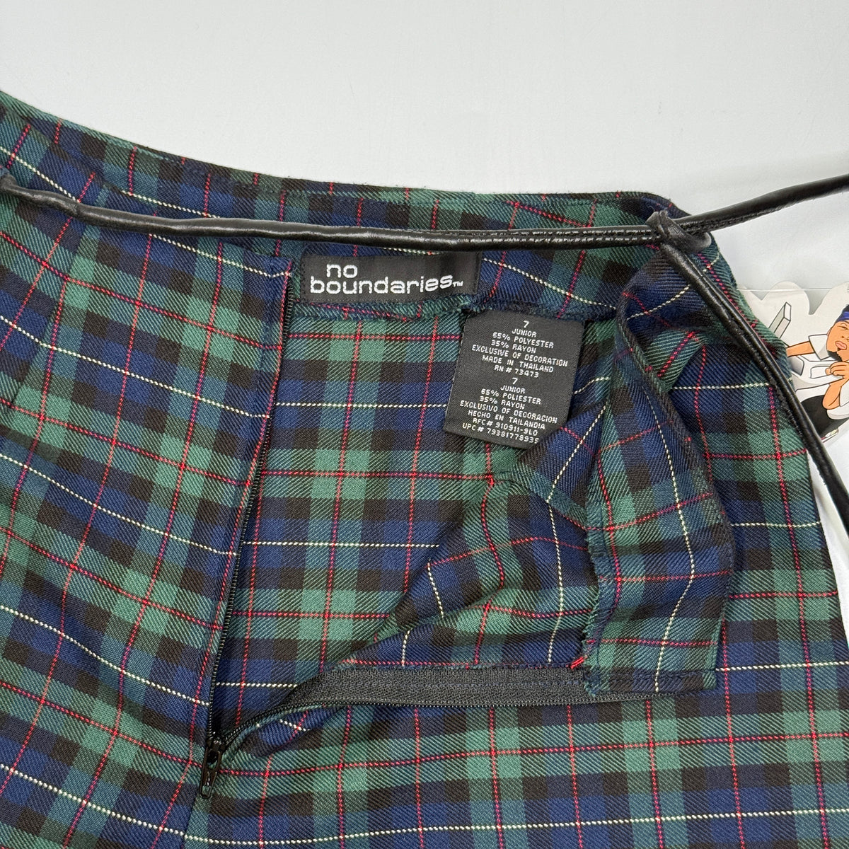 Y2K No Boundaries Green Tartan Plaid Wrap Skort 26" S