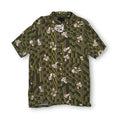 No Boundaries Magic Mushrooms Geometric Rayon Button Up L Green